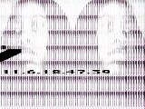 Glitchy black-and-white webcam still: two ghostly figures side by side over a striped scanline pattern, timestamped 11.6.18.47.30