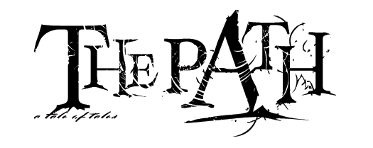The Path logo: scratchy black hand-drawn capitals reading THE PATH, 'a tale of tales' small beneath