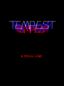 Atari Tempest title screen: the word TEMPEST in glitching red-and-blue vector strokes above the 1980 Atari copyright