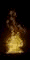 Tiny animated gif of a figure rising from a small fire against black