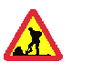 Roadworks warning sign gif: the digging man in a red triangle — u radu je spas, in work is salvation